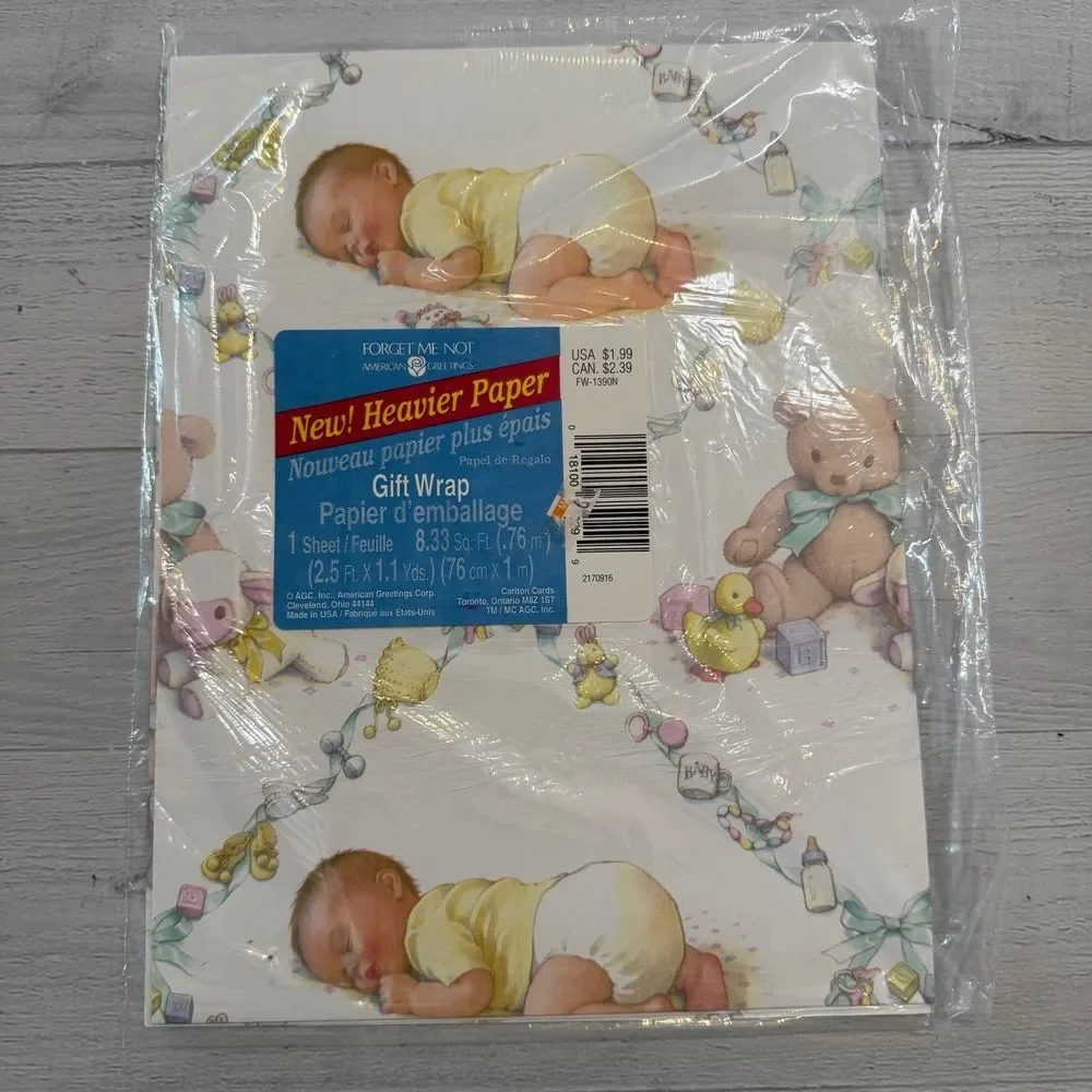 American greetings vintage baby wrapping paper sheets‎